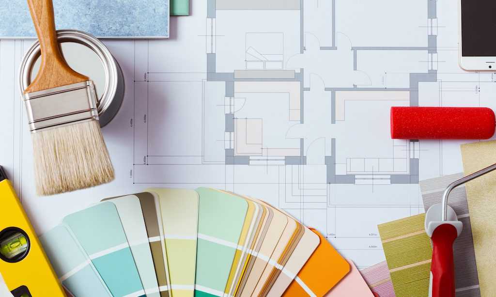 painting swatches and painting supplies